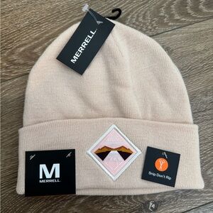 Merrell Pale Pink Knit Beanie with Mountain Patch
